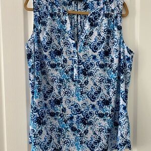 NYDJ Blue Floral Sleeveless Blouse